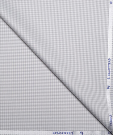 J.hampstead Men's Poly Viscose  Checks  Unstitched Suiting Fabric (Light Grey)