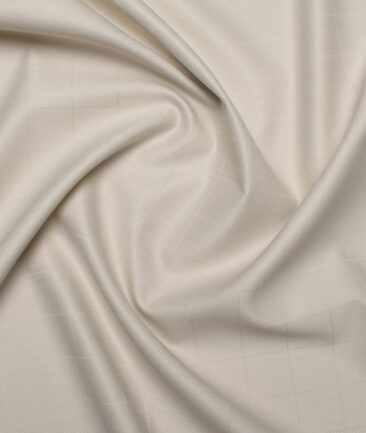 J.hampstead Men's Poly Viscose  Checks  Unstitched Suiting Fabric (Cream)