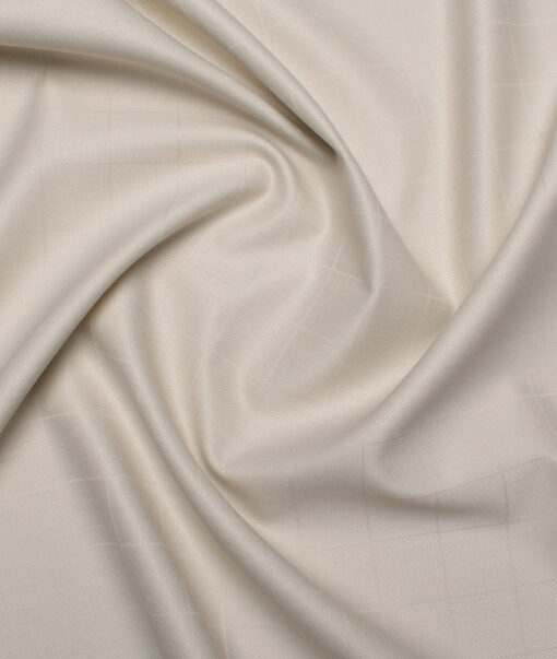 J.hampstead Men's Poly Viscose  Checks  Unstitched Suiting Fabric (Cream)