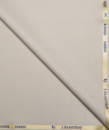 J.hampstead Men's Poly Viscose  Checks  Unstitched Suiting Fabric (Cream)