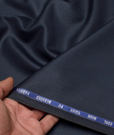 J.hampstead Men's Poly Viscose  Structured  Unstitched Suiting Fabric (Dark Blue)