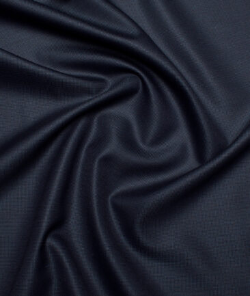 J.hampstead Men's Poly Viscose  Structured  Unstitched Suiting Fabric (Dark Blue)