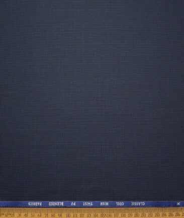 J.hampstead Men's Poly Viscose  Structured  Unstitched Suiting Fabric (Dark Blue)