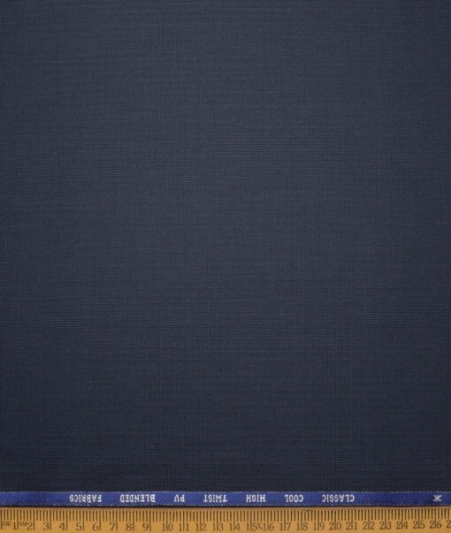 J.hampstead Men's Poly Viscose  Structured  Unstitched Suiting Fabric (Dark Blue)