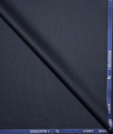 J.hampstead Men's Poly Viscose  Structured  Unstitched Suiting Fabric (Dark Blue)