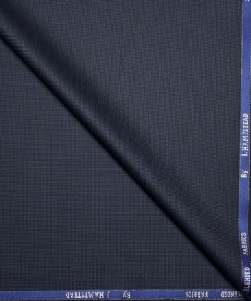 J.hampstead Men's Poly Viscose  Structured  Unstitched Suiting Fabric (Dark Blue)