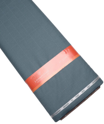 J.hampstead Men's Poly Viscose  Checks  Unstitched Stretchable Suiting Fabric (Turquoise Grey)