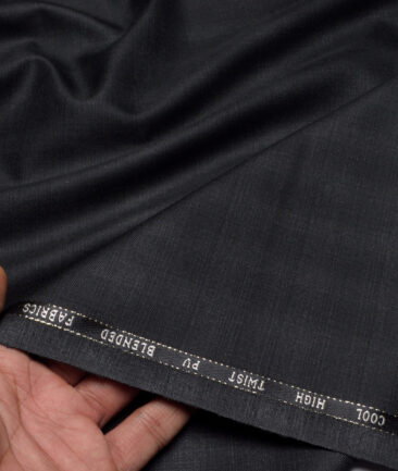 J.hampstead Men's Poly Viscose  Checks  Unstitched Stretchable Suiting Fabric (Blackish Grey)