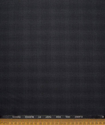 J.hampstead Men's Poly Viscose  Checks  Unstitched Stretchable Suiting Fabric (Blackish Grey)