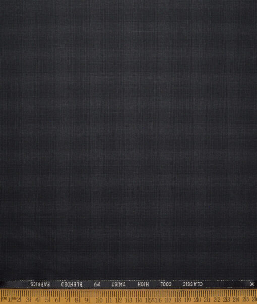 J.hampstead Men's Poly Viscose  Checks  Unstitched Stretchable Suiting Fabric (Blackish Grey)