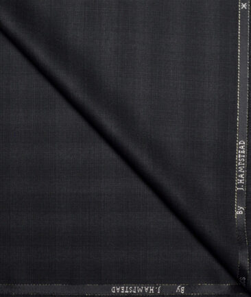 J.hampstead Men's Poly Viscose  Checks  Unstitched Stretchable Suiting Fabric (Blackish Grey)