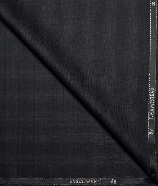 J.hampstead Men's Poly Viscose  Checks  Unstitched Stretchable Suiting Fabric (Blackish Grey)