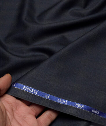 J.hampstead Men's Poly Viscose  Checks  Unstitched Suiting Fabric (Dark Blueish Grey)