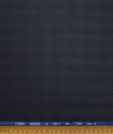 J.hampstead Men's Poly Viscose  Checks  Unstitched Suiting Fabric (Dark Blueish Grey)