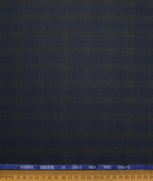 J.hampstead Men's Poly Viscose  Checks  Unstitched Suiting Fabric (Dark Blueish Grey)