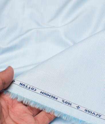 Arvind  Cotton Structured Shirting Fabric (Arctic Blue)