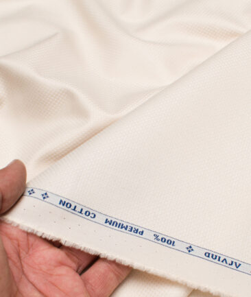 Arvind  Cotton Structured Shirting Fabric (Dairy Cream)