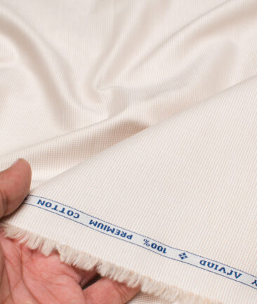 Arvind  Cotton Structured Shirting Fabric (Dairy Cream)