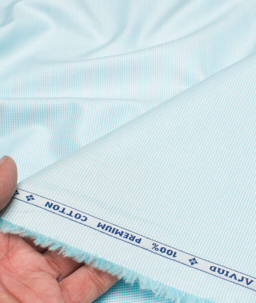 Arvind  Cotton Structured Shirting Fabric (Firozi Blue)