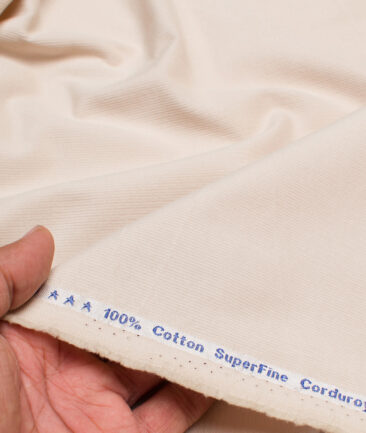 Arvind  Cotton Corduroy Striped  Shirting Fabric (Dairy Cream)