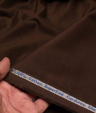 Arvind  Cotton Corduroy Striped  Shirting Fabric (Dark Chocolate Brown)