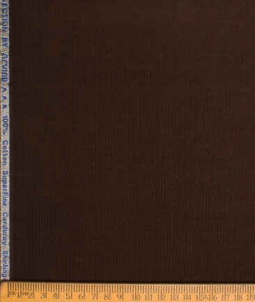 Arvind  Cotton Corduroy Striped  Shirting Fabric (Dark Chocolate Brown)