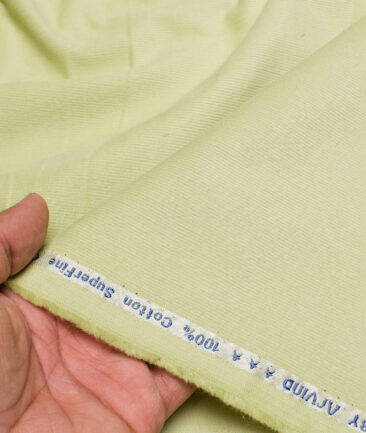 Arvind  Cotton Corduroy Striped  Shirting Fabric (Light Green)