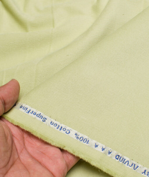 Arvind  Cotton Corduroy Striped  Shirting Fabric (Light Green)
