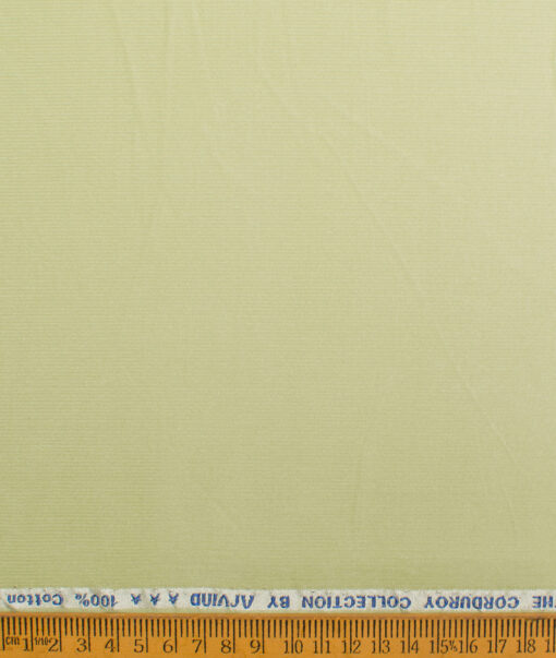 Arvind  Cotton Corduroy Striped  Shirting Fabric (Light Green)