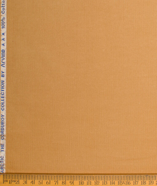 Arvind  Cotton Corduroy Striped  Shirting Fabric (Pale Orange)