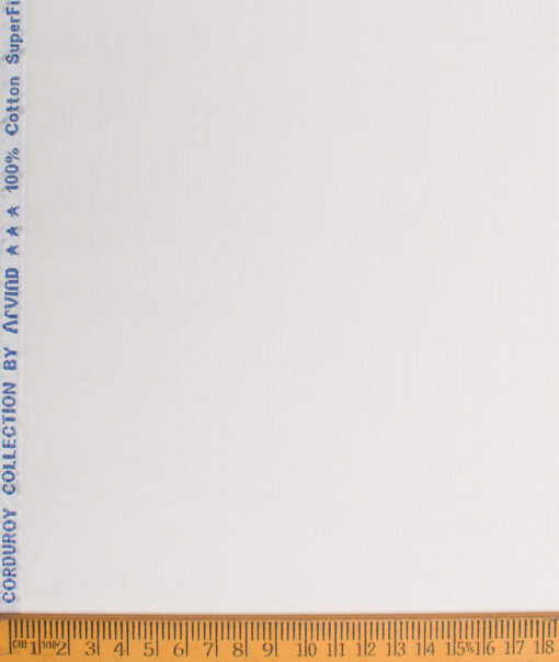 Arvind  Cotton Corduroy Striped  Shirting Fabric (White)
