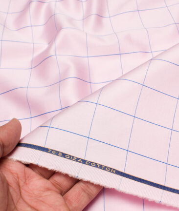 Birla Century 70's Giza Cotton Checks Shirting Fabric (Pink)