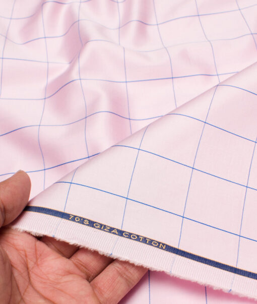 Birla Century 70's Giza Cotton Checks Shirting Fabric (Pink)