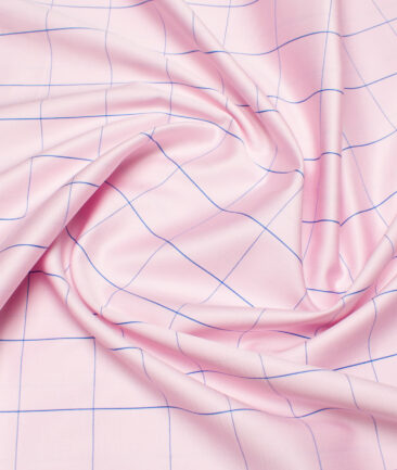 Birla Century 70's Giza Cotton Checks Shirting Fabric (Pink)