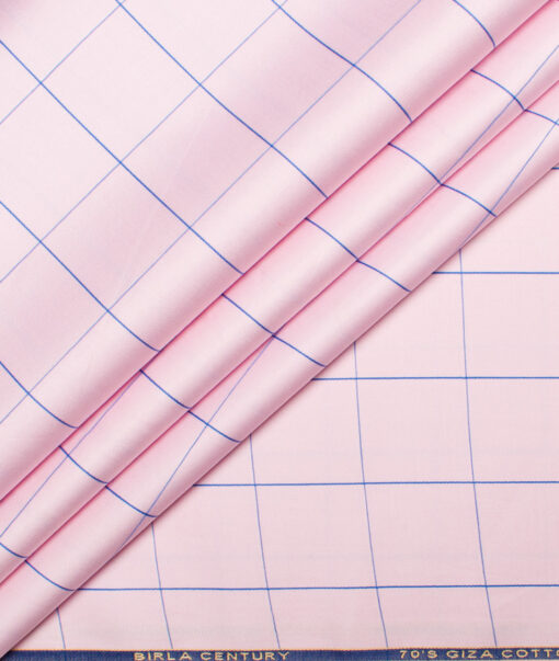 Birla Century 70's Giza Cotton Checks Shirting Fabric (Pink)