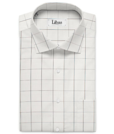 Birla Century 70's Giza Cotton Checks Shirting Fabric (White)