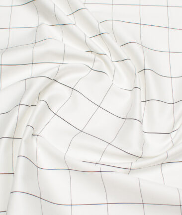 Birla Century 70's Giza Cotton Checks Shirting Fabric (White)