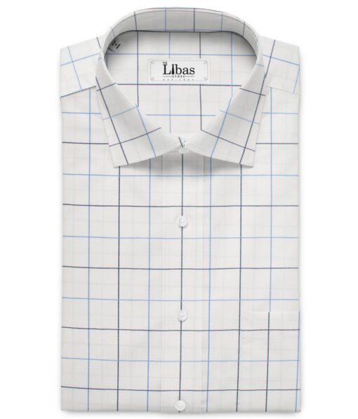 Birla Century  Cotton Checks Shirting Fabric (White)