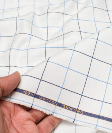 Birla Century  Cotton Checks Shirting Fabric (White)