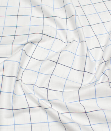 Birla Century  Cotton Checks Shirting Fabric (White)