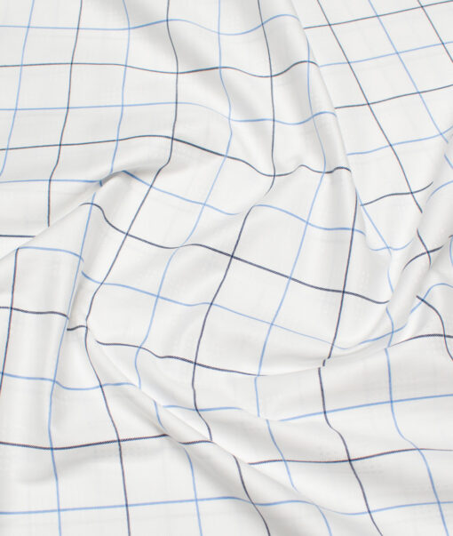 Birla Century  Cotton Checks Shirting Fabric (White)