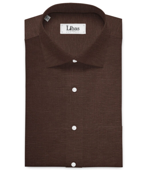 Burgoyne 60 LEA Irish Linen Solids Shirt or Kurta Fabric (Dark Brown)