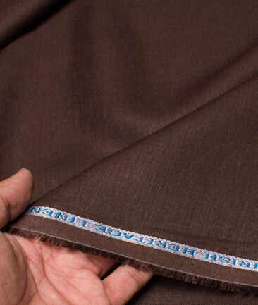 Burgoyne 60 LEA Irish Linen Solids Shirt or Kurta Fabric (Dark Brown)