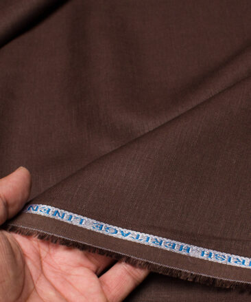 Burgoyne 60 LEA Irish Linen Solids Shirt or Kurta Fabric (Dark Brown)