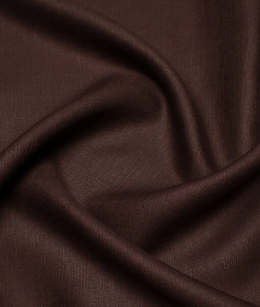 Burgoyne 60 LEA Irish Linen Solids Shirt or Kurta Fabric (Dark Brown)