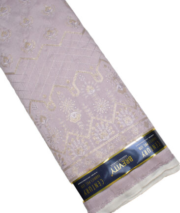 Brevity  Faux Silk  Embroidered  Ethnic Suiting Fabric (Pastel Purple)