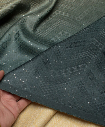Brevity  Terry Rayon  Embroidered  Ethnic Suiting Fabric (Dark Green)