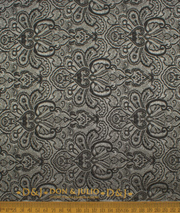 Don & Julio  Terry Rayon  Self Design  Ethnic Suiting Fabric (Black & Silver)