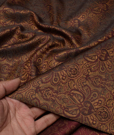Don & Julio  Terry Rayon  Self Design  Ethnic Suiting Fabric (Maroon & Gold)