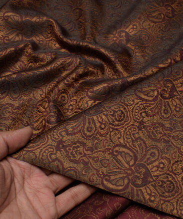Don & Julio  Terry Rayon  Self Design  Ethnic Suiting Fabric (Maroon & Gold)